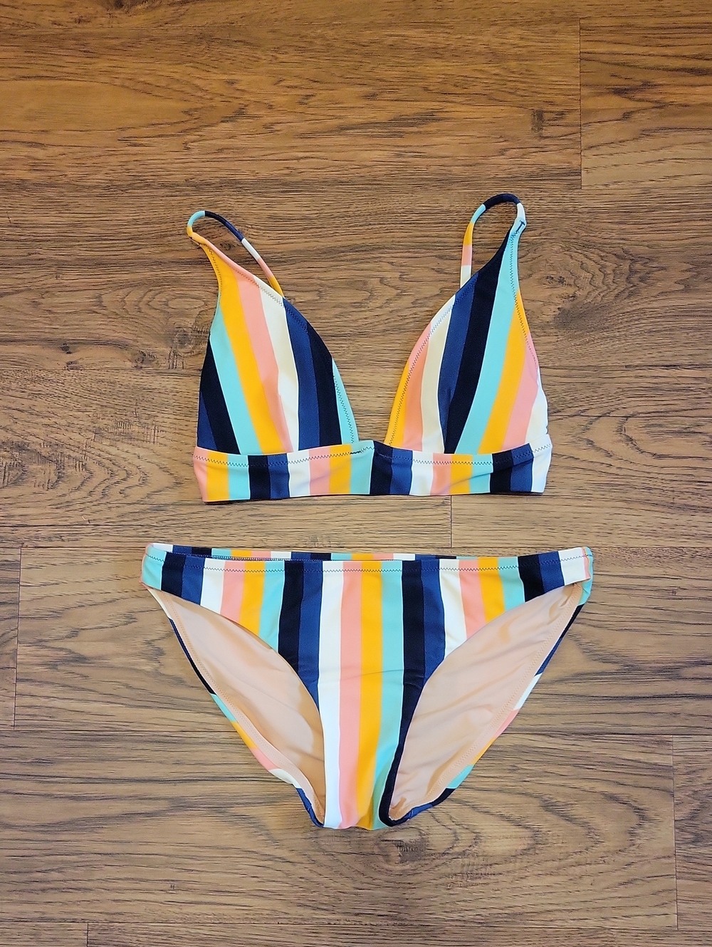 J. Crew Striped Women's Bikini Set in Navy, Pink, Orange, Green, Black